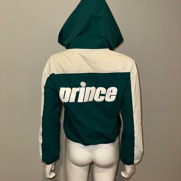 Prince x Target pickleball collection green logo crop windbreaker hooded jacket - Picture 7 of 12